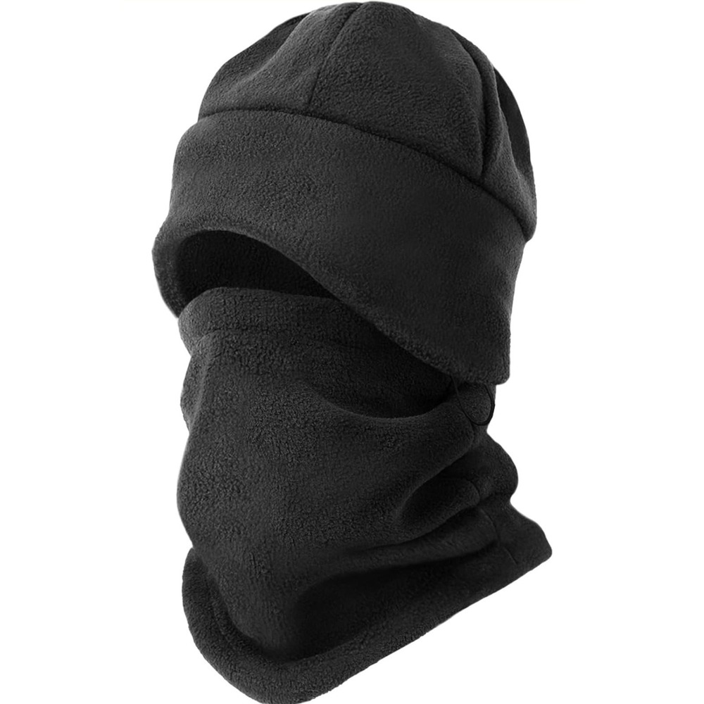 CYPERROCK Men Winter Beanie Ear Flaps Fleece Lined Neck Gaiter Set Black